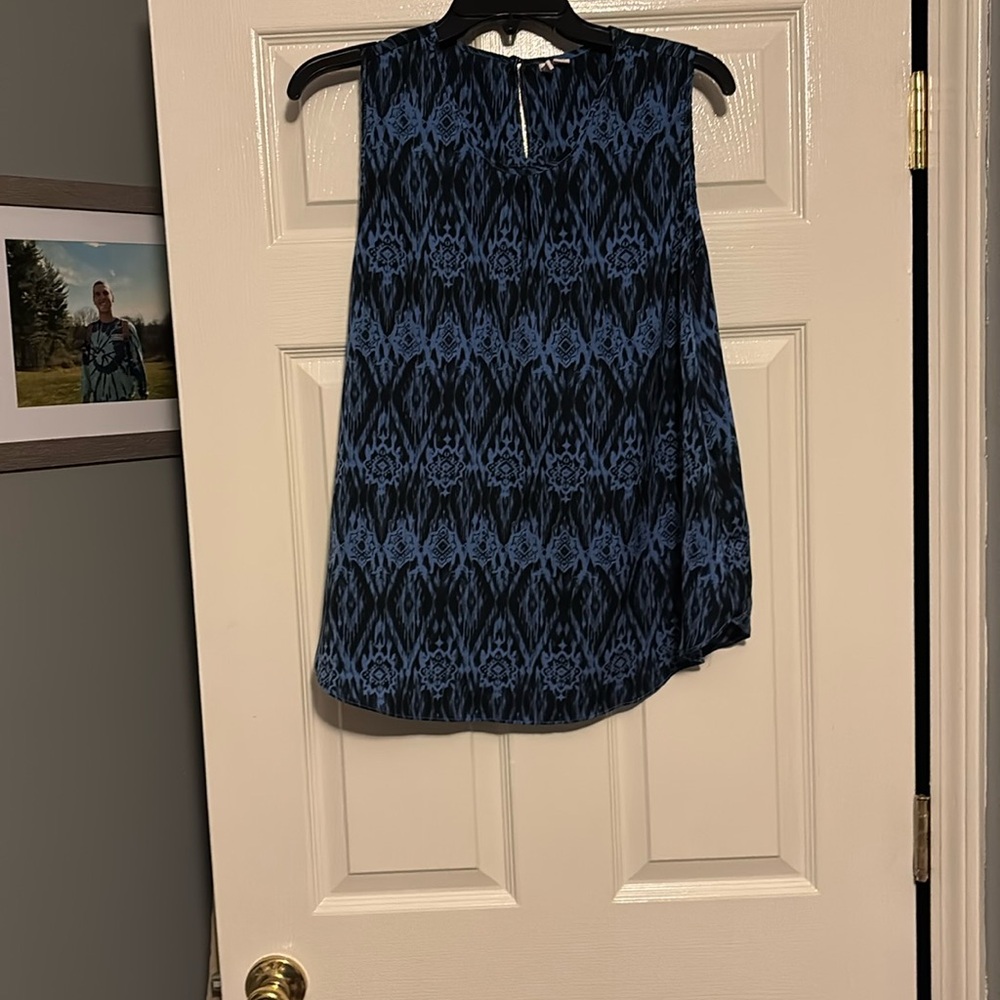 Previously loved black and blue sleeveless top.